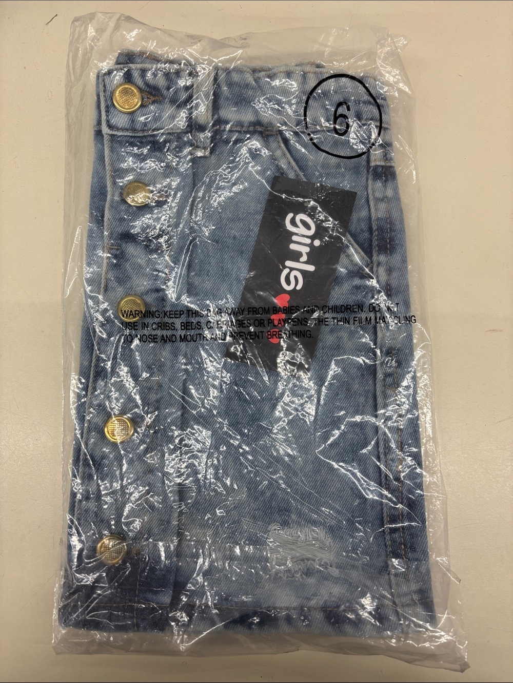 Girls Light Blue Denim Button-Front Skirt